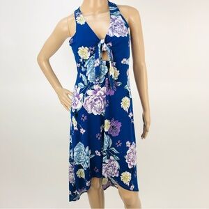 Candies Floral‎ Printed Mini Dress Tie Front Cut Out Long Flowy Sundress SZ S
